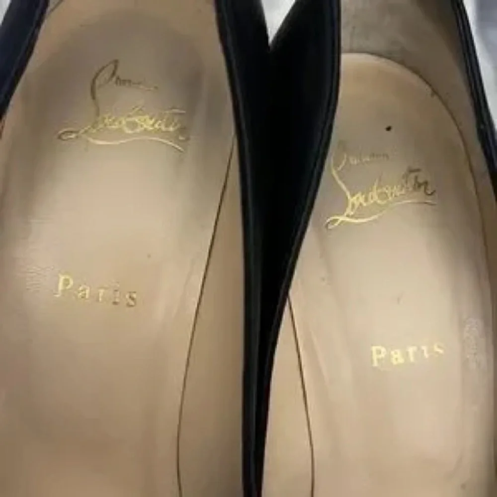 Christian Louboutin Black Peep-Toe Platform Heels size 7